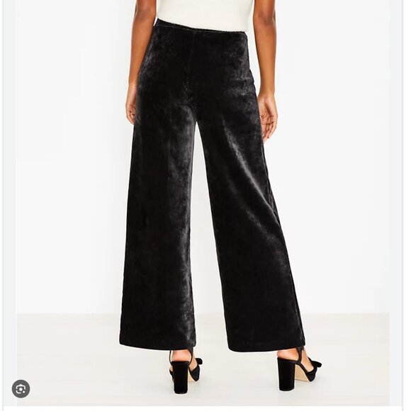 LOFT Ribbed Velour Pull On Wide Leg Pants - Picture 3 of 11
